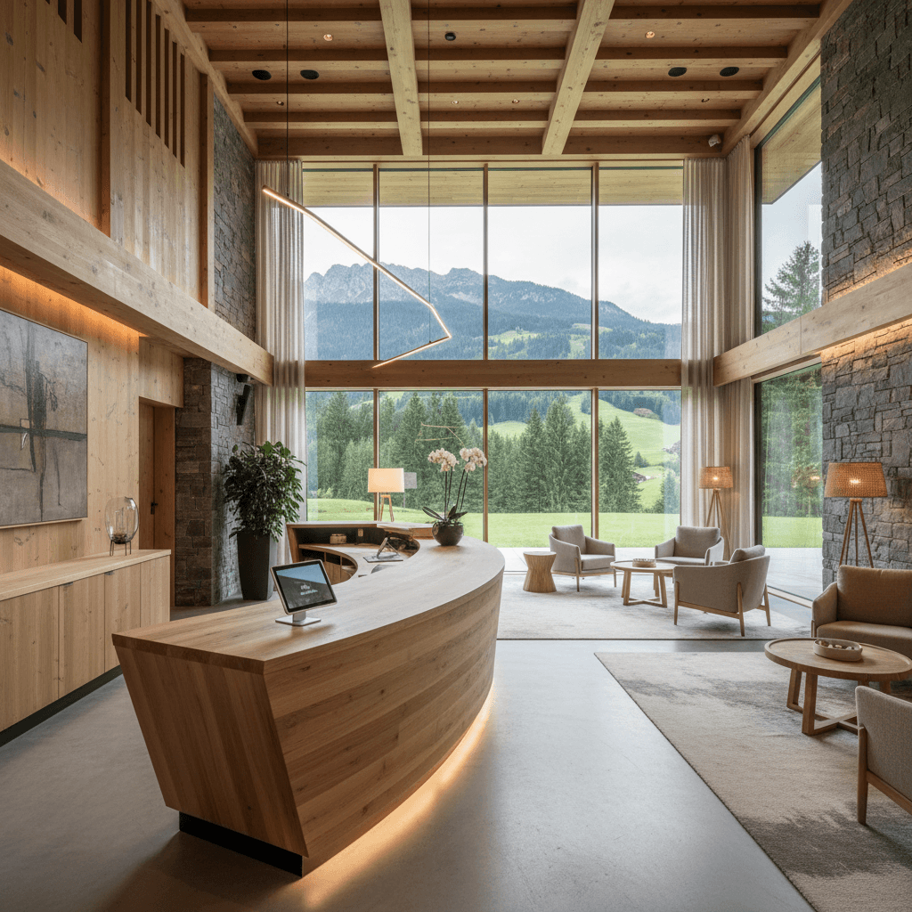 Moderne Lobby eines österreichischen Kurhotels